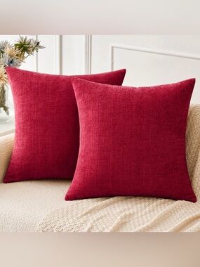 MIULEE Pack Of 2 Red Couch Throw Pillow Covers 18x18 Inch